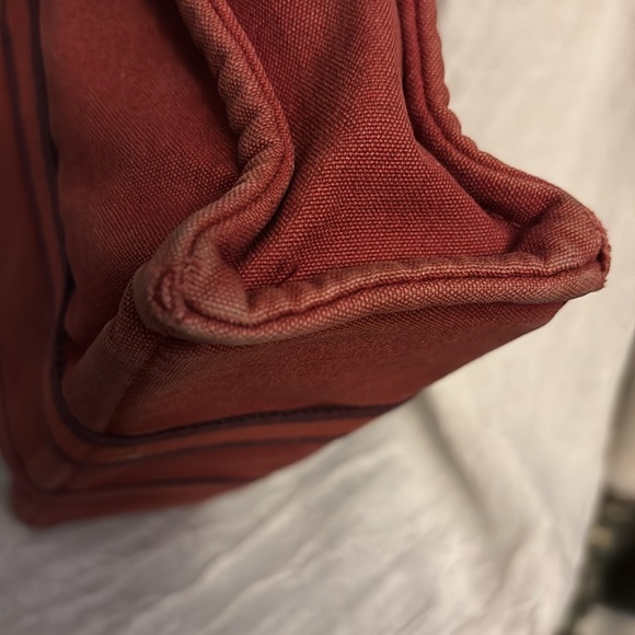 HERMES Fourre tout canvas red navy tote authentic - Picture 7 of 16